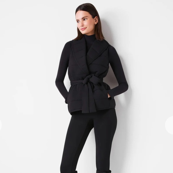 Spanx Black Puffer Sleeveless Belted Vest - Puffssenentals - Size: XL - NWT - Picture 3 of 6